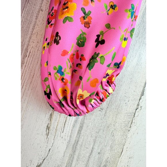 Ann Mashburn Sz S Isla Maxi Dress Pink Floral Charmeuse EUC - Picture 8 of 16